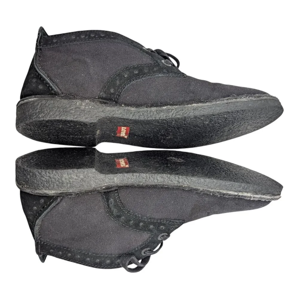 Levi's Stylish Black Canvas Chukka Boots Men's Size 9 Casual Lace-Up Ankle Shoes